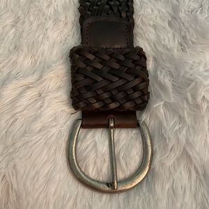 Brown Woven Leather Belt